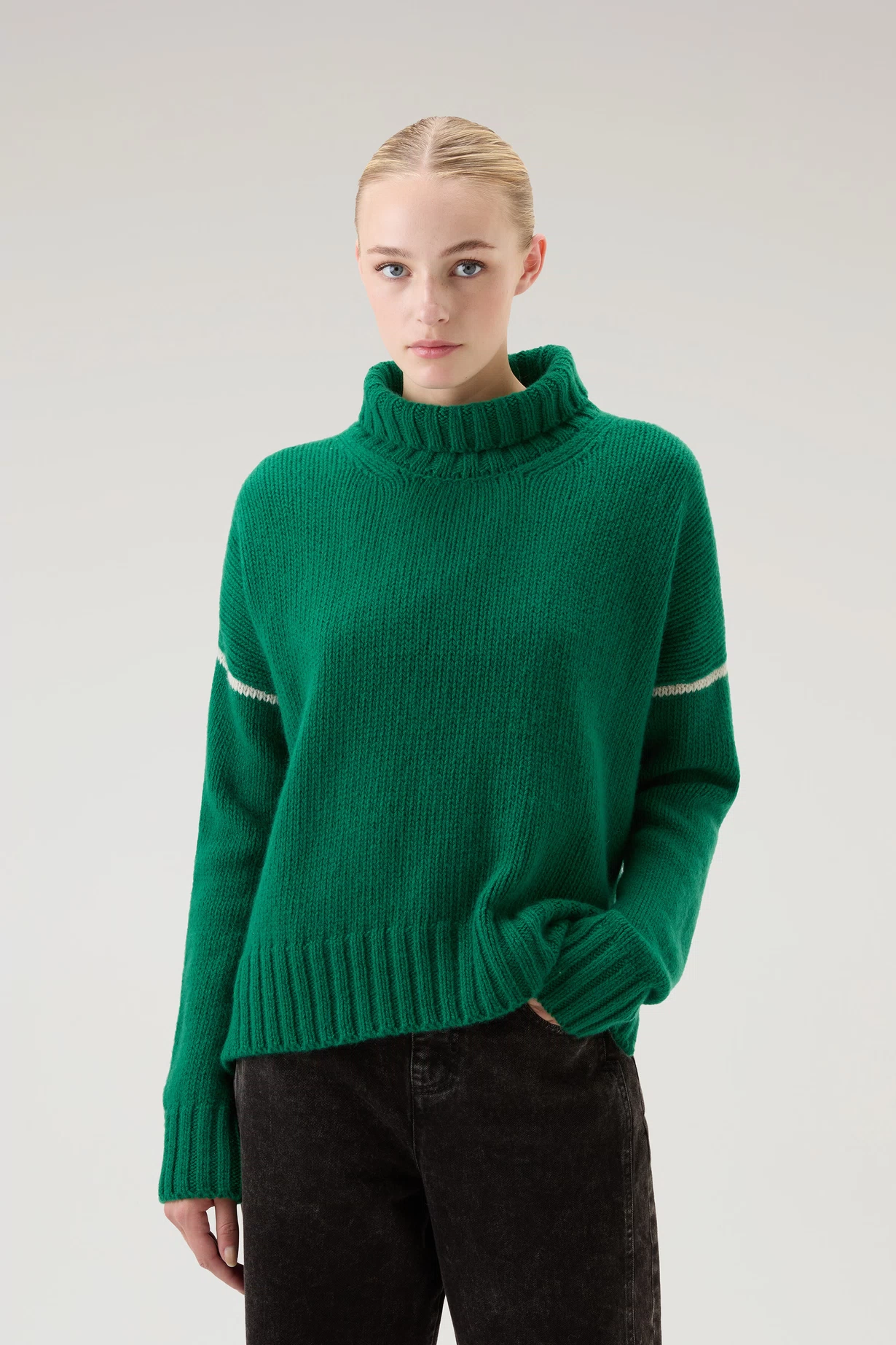 Rollkragenpullover aus reiner Schurwolle - Kelly Green