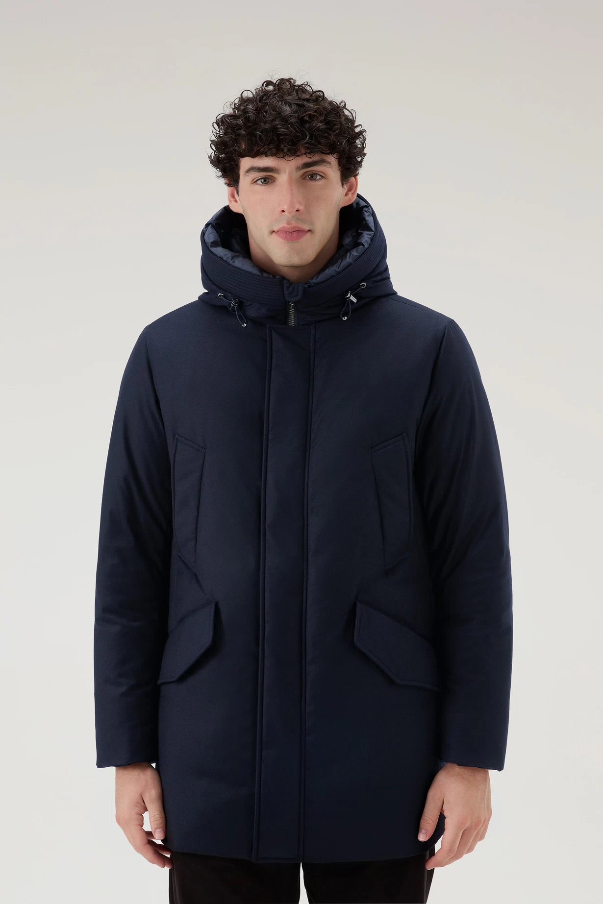 Parka aus einer italienischen Woll- und Seiden-Mischung aus Loro Piana-Gewebe Melton Blue